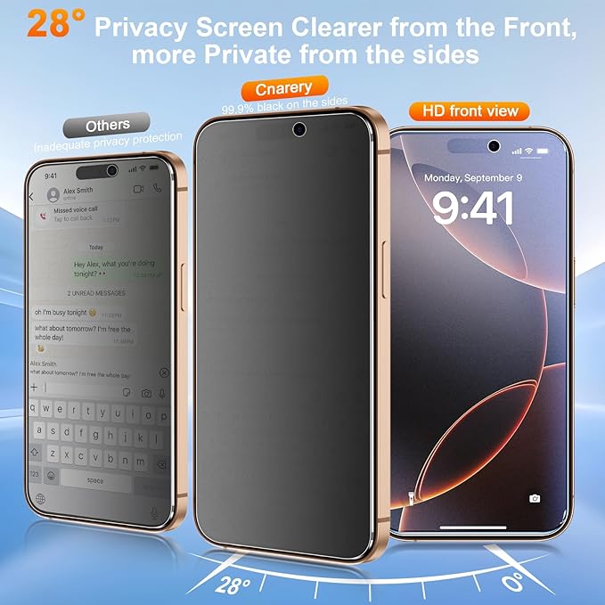 2 Pack matte privacy Screen Protector for iPhone 16 pro max