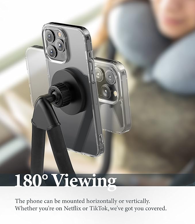 ENCASED Neck Pillow Phone Holder for iPhone - Magnetic Gooseneck Arm Perfect for Laying in Bed/Car/Couch or Travel - Ultra Comfortable Memory Foam for Kids and Adults (Compatible with MagSafe)