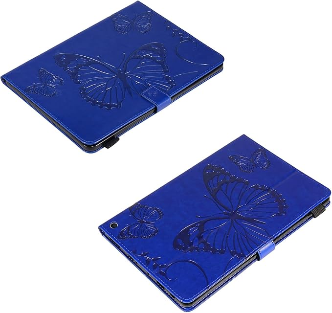 for Kindle Fire HD 10 &amp HD 10 Plus Case 13th/11th Generation 10.1 (2023/2021) Stand Embossed PU Leather Magnetic Wallet Cover with Pencil Holder/Pockets [Auto Wake/Sleep] Blue Butterfly