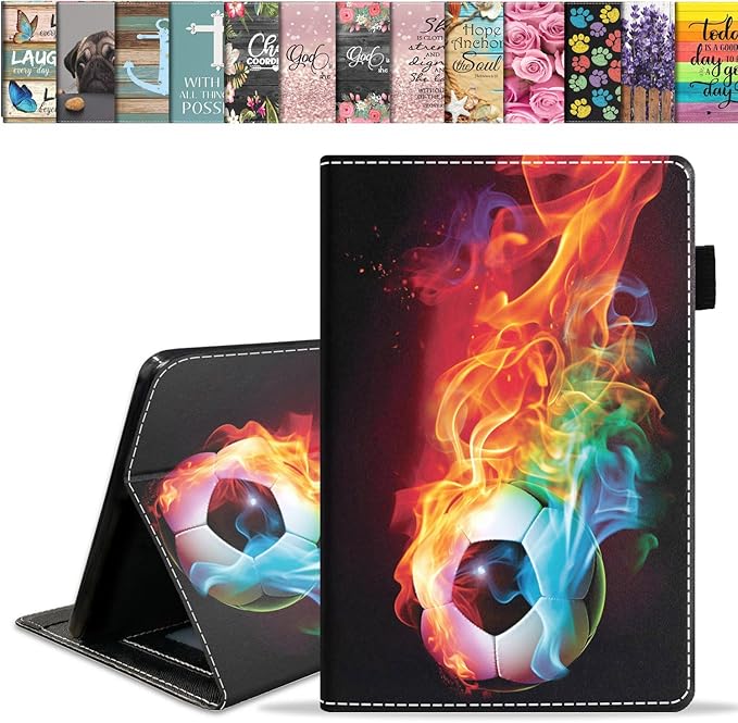 Case for All-New Amazon Fire HD 10 &amp 10 Plus Tablet 10.1 (13th/11th Generation 2023/2021 Release) Slim PU Leather Stand Cover with Card Slot &amp Auto Wake/Sleep Flame Football