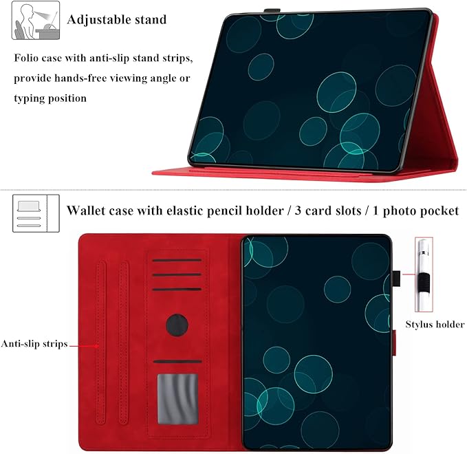 Case for Amazon Kindle Fire HD 8 &amp Fire HD 8 Plus (12th/10th Generation 2024/2022/2020) 8 with Stand/Pencil Holder [Auto Sleep/Wake]UUcovers Embossed Magneic Smart Folio Cover Red Butterfly