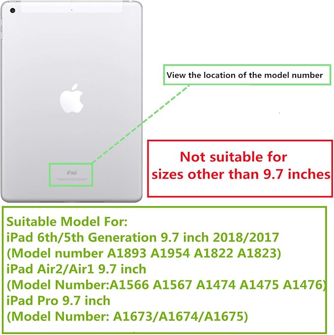Cute Case for iPad 6th/5th Generation 9.7 inch 2018/2017iPad Air 2 Case 2014 Slim Handbag Leather Protective Cover with Stand Hand Strap Pocket for Girls Woman Kids for iPad Pro 9.7Black