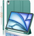 iMieet iPad Air 11 Inch Case M4/M3/M2(2026/2025/2024) iPad Air 5th/4th Generation Case 2022/2020 10.9 Inch with Pencil HolderTrifold Stand Smart Case with Soft TPU Back(Forest Green)