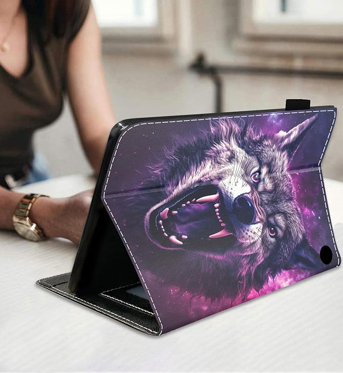 Case for All-New Amazon Fire HD 10 &amp HD 10 Plus Tablet 10.1 (13th/11th Generation 2023/2021 Release) Slim PU Leather Stand Cover with Auto Wake/Sleep Wolf