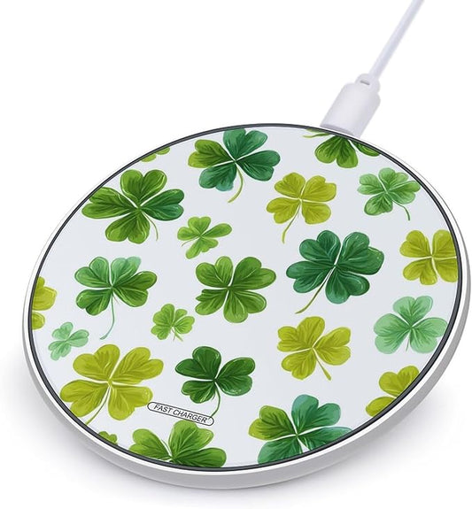 St Day Partick Clovers Fast Portable Charger 10W Funny Graphic Phone Charging Pad with USB Cable
