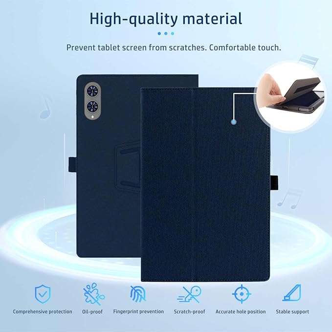 Case for TECLAST T65 Tablet 13.4inchNOUKAJU Tablet Protection CoverFolding Stand with Pencil Holder and Wrist StrapDrop-ResistantProtection Case for TECLAST T65(Dark-Blue)