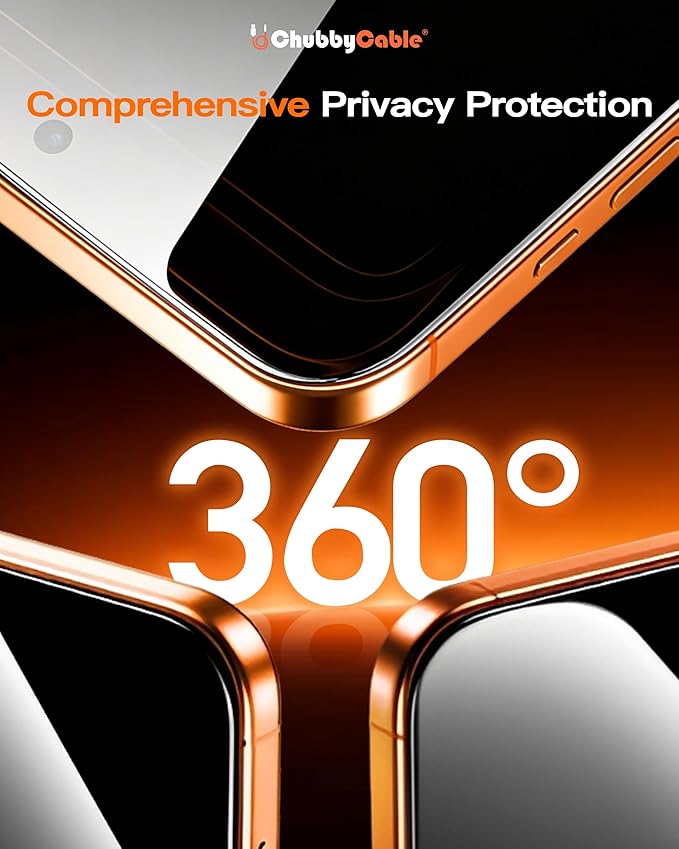 chubbycable 2PCS ChubbyShield Ultra for iPhone 17 360 Privacy Screen Protector Anti-spy Screen Protector Privacy Glass with Ultra-easy Install Box Auto Dust-Elimination &amp Bubble Free