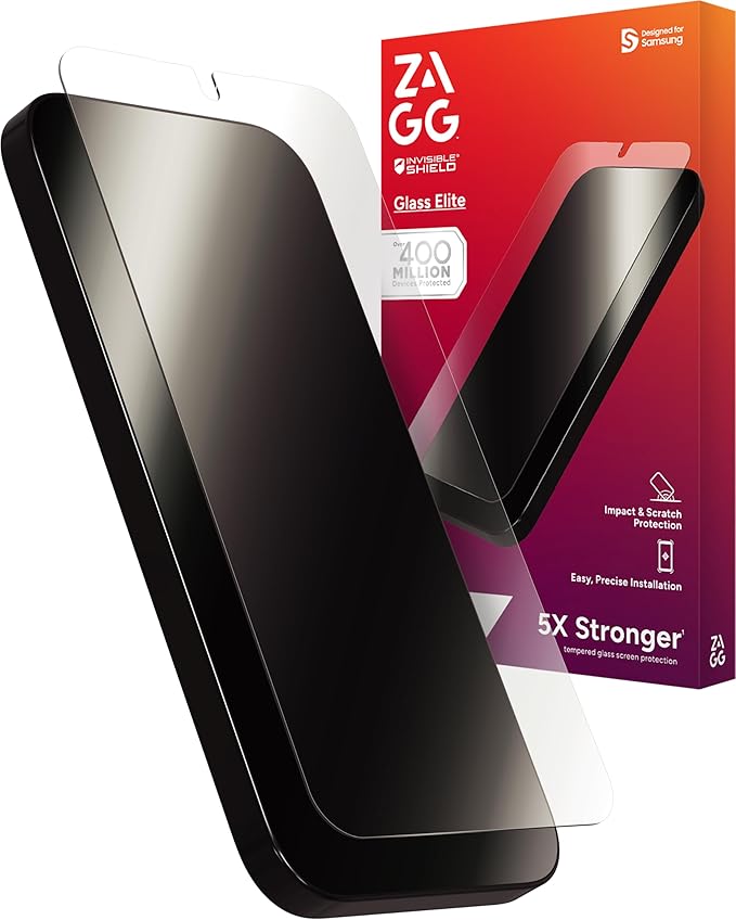 ZAGG Glass Elite Samsung S24 FE Screen Protector – Ultra-Strong 5x Stronger Tempered Glass Smudge-Resistant Made with Recycled Glass
