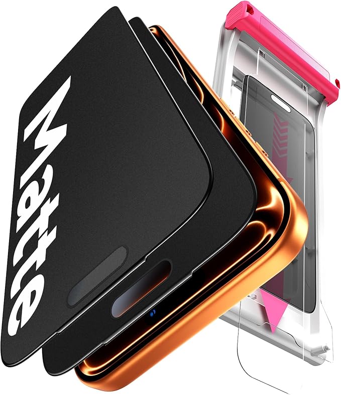 Hoerrye Matte Privacy Screen Protector for iPhone 17 Pro Max - [Anti-Glare &amp Anti-Fingerprint] [24° Anti Spy] [Smooth as Silk] 9H+ Tempered Glass With Auto Fit Box Zero Bubble2 Pack