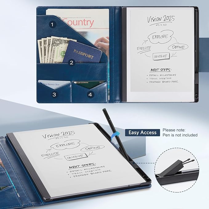 CoBak Premium PU Leather Case for 10.3 Remarkable 2 Tablet (2020) - Folder Design Slim Hard Shell with Pen HolderSapphire Blue