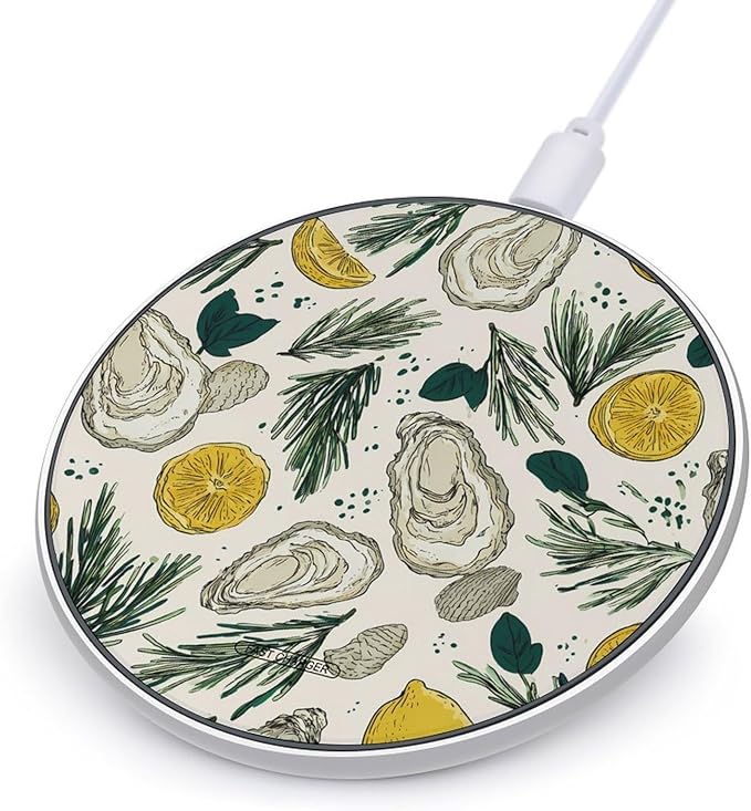 Oysters Shells Lemon Rosemary Phone Charger Magnetic Charging Pad Anti-Slip with USB Cable