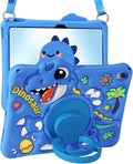 Boaretiu for iPad A16 Case/10th Generation Case - Blue Dinosaur Cool for Boys Girls Teens Soft Silicone Cute with Shoulder Strap &amp Rotating Stand Case for iPad A16 11th Generation 11 Inch 2025