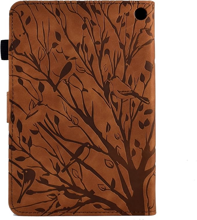 for Amazon Kindle Fire HD 8 &amp Fire HD 8 Plus Case (12th/10th Generation 2024/2022/2020) 8 UUcovers Embossed Magneic Smart Cover with Stand/Pencil Holder [Auto Sleep/Wake] Brown Lucky Tree