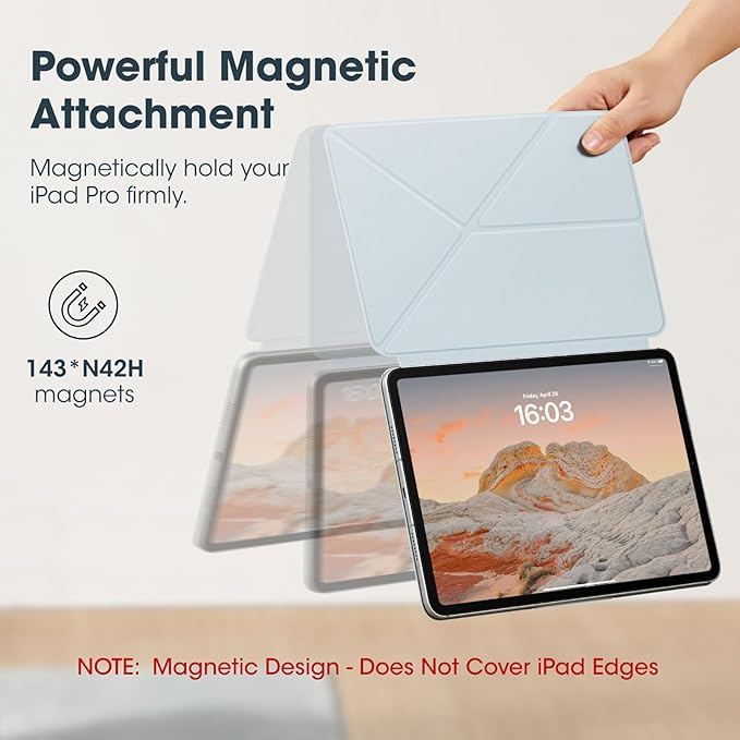 PITAKA iPad Pro 11 Inch Case Compatible with iPad Air M4/M3/M2 11 Inch (4-8th Gen) &amp 2022/2021/2020/2018 iPad Pro 11 (1-4th Gen) Portrait/Landscape Magnetic Case with 4 Standing Angles - Blue