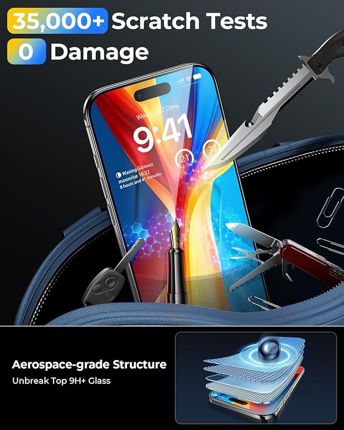 MRGLAS TOP 9H+ Glass 2+2 Packs for iPhone 17 Screen Protector with Camera Lens Protector [Zero Bubble Auto-Dust Removal] [10X Military Protection] 17 6.3'' Tempered Glass Full Edge Coverage HD Clear