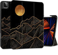 DONGKE Case for iPad Pro 12.9 inch 6th Generation 2022 Built-in Pencil Holder + Trifold Stand + Auto Wake/Sleep + Protective Cover for iPad Pro 12.9 5th/4th/3rd Gen - Golden Mountain