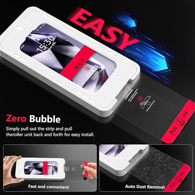 X-it 2-Pack Privacy Screen Protector Compatible with Samsung Galaxy S25 100% Fingerprint Unlock 9H+ Tempered Glass Automatic Dust Removal Military-Grade Protection Bubble-Free Case Friendly