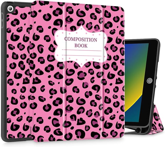 Mektron Designed Printed iPad 10.2 Case 9th Gen (2021)/ 8th Gen (2020)/ 7th Gen (2019) with Pencil Holder Slim Protective Case with Soft TPU Back for iPad 10.2 inch Composition Book