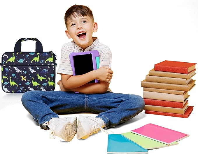 Kids Tablet Bag for Boys Kids Tablet Carrying Case for Fire HD 10 HD 8 Fire 7 Sleeve Bag Kid Kindle Bag iPad Bag for Kid Dinosaur Navy
