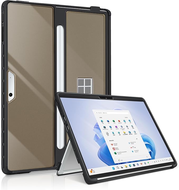 Case for Microsoft Surface Pro 11/10/9/8 13-Inch All-in-one Rugged Case Compatible with Type Cover Keyboards (Grey)