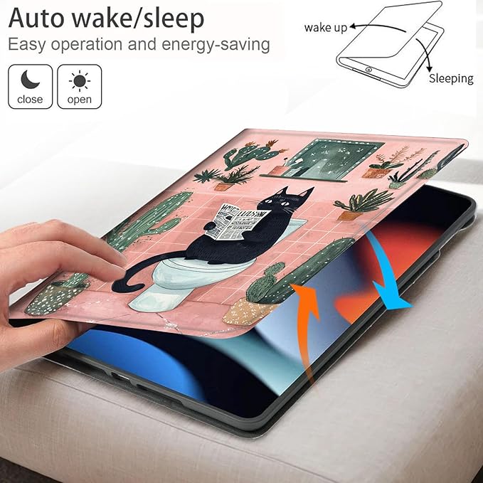 Bxgolkgd Tablet Case for 7 Kindle Paperwhite 2024 (12th Gen) &amp Kindle Colorsoft Signature EditionAuto Wake/Sleep FunctionBlack Cat Reading Newspaper