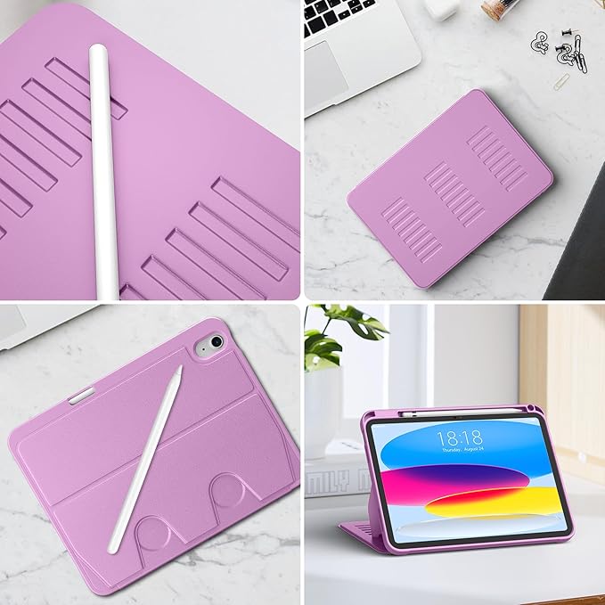 VIKESI Case for iPad (A16) 11-inch 2025 and iPad 10th/11th Generation 10.9 Inch 2022Multiple Angles Magnetic Stand CoverShockproof BackPencil Holderand Auto Sleep/WakePurple