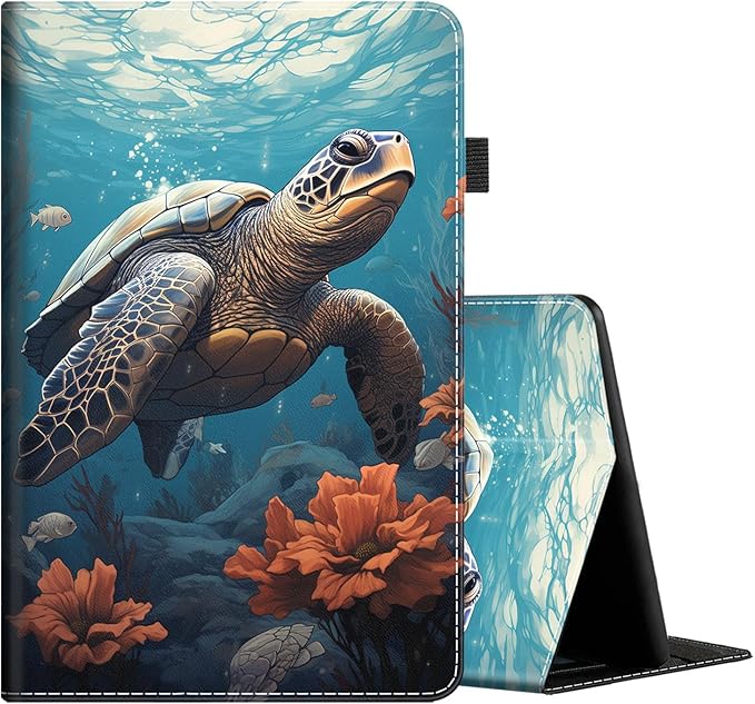 Case for All-New Amazon Kindle Fire HD 10 and Fire HD 10 Plus Tablet (13th/11th Generation 2023/2021 Release) 10.1 Slim Folding Stand Cover with Auto Wake/Sleep Sea Turtle
