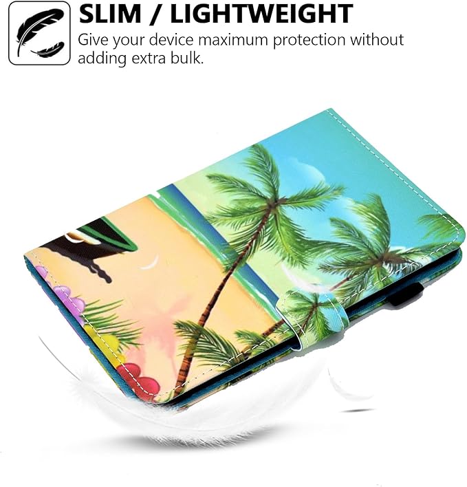 Case for Amazon Fire Max 11 13th Generation (2023) Techcircle Folio Stand PU Leather Magnetic Smart Wallet Soft Cover Protective Case with Pen Holder+Card Slots Auto Wake/Sleep Summer Beach