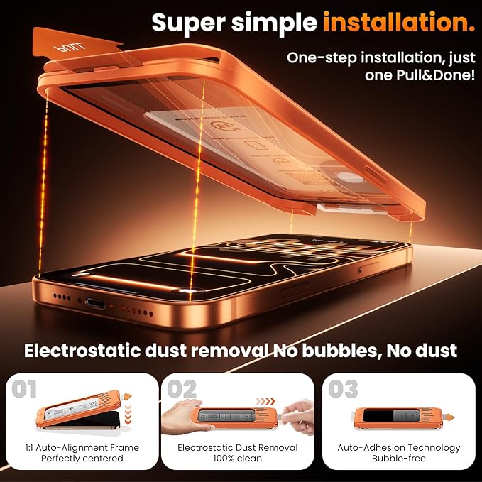 3-Pack for iPhone 17 Pro Screen Protector Privacy[25°Anti Spy] 9H Hardness Easy Install Frame Bubble Free Impact &amp Shatter Protection Case-Friendly