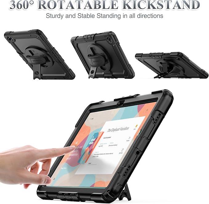 SEYMAC stock Case for Samsung Galaxy Tab A11+ Plus 11'' Full-Body Drop Protection Case with Screen Protector Pencil Holder [360° Rotating Hand Strap] &ampStand Black