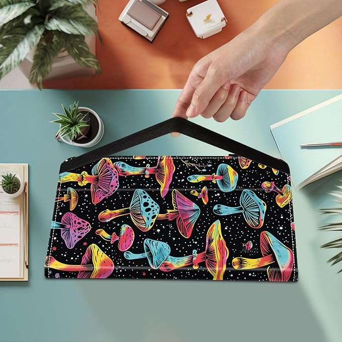 Case for iPad Air 13 Inch M3/M2 (2025/2024) &amp iPad Pro 12.9 Inch 6th/5th/4th/3rd Gen 2022/2021/2020/2018Card Slot PU Leather TPU Case Pen Holder Auto Wake SleepAesthetic Mushroom