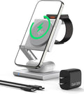 4in1 Wireless Charging Station for iPhone 17 Foldable Aluminum Wireless Charger with Led for iPhone 17/16/15/14/13/12Series iWatch 10/9/8/7/6/Ultra Pods