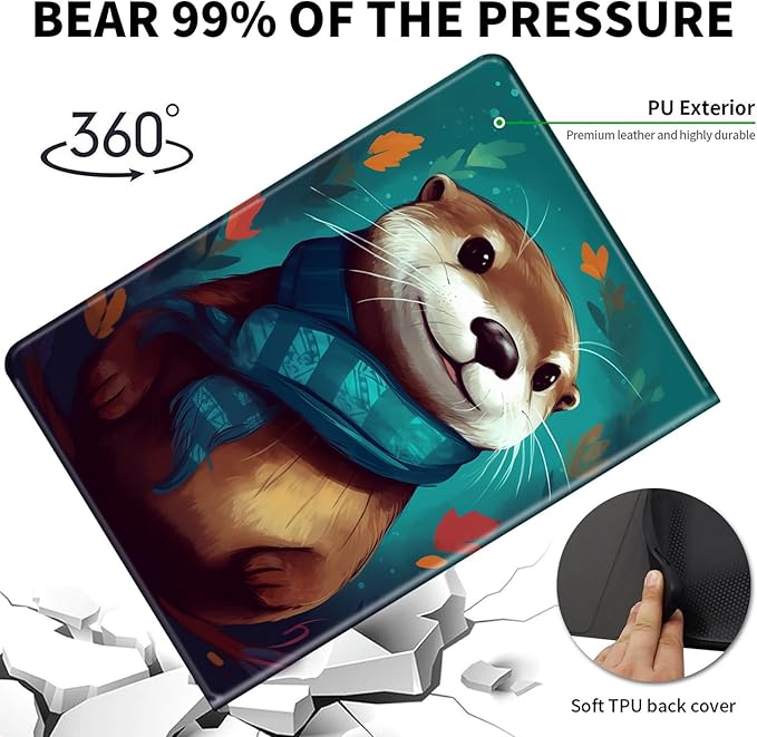 Case for All-New Amazon Kindle Fire HD 10 &amp 10 Plus Tablet (13th/11th Generation2023/2021 Release) 10.1 Leather Slim Adjustable Stand Smart Cover with Auto Wake/SleepCute Otter Green