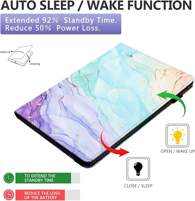 Dteck Case for Amazon Fire HD 10 and Fire HD 10 Plus (11th Generation 2021 Released) Lightweight Premium PU Leather Flip Folio Stand Wallet Case with Card Slots Stylus Loop Elastic BandMarble