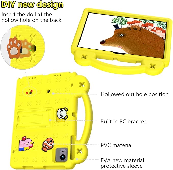 for Revvl Tab 2 Case 10.1 inch 2025 Kids EVA Tablet Cover with Strap Stand Handle for Tmobile Revvl Tab 2 5G Case Yellow