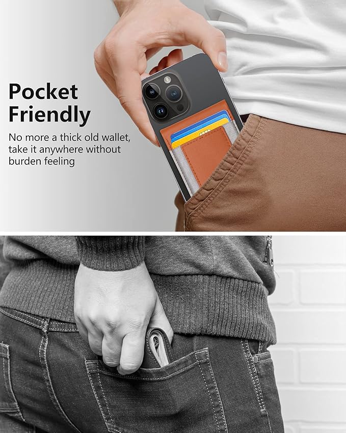 ExtreLife 2-in-1 Magsafe Wallet Adjustable Stand and Open ID Window Magnetic Wallet for iPhone 17/16/15/14 Pro Max/14 Pro/14/14 Plus/13/12 Series 9 Cards Brown