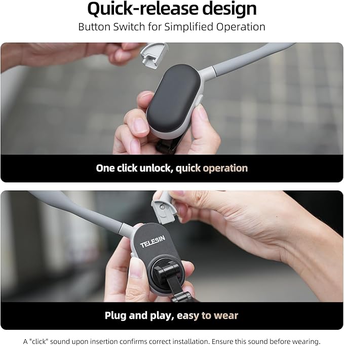 TELESIN° Magnetic Neck Cell Phone Holder POV/Vlog Recording Necklace Lanyard Selfie Hand Free Neck Phone Mount Stand for iPhone 15 14 13 12 Pro Mini/Plus/Pro/Pro Max and Samsung Android Smartphone