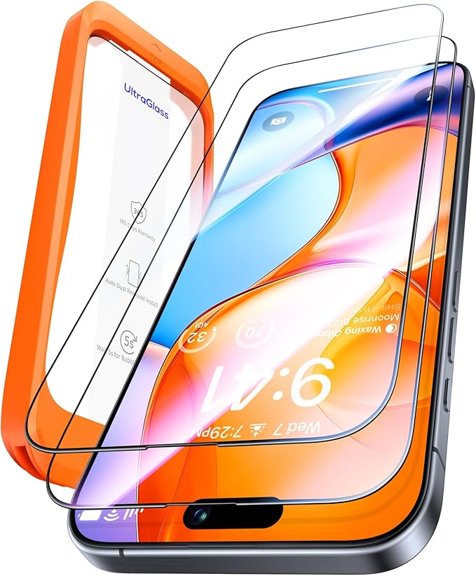 UltraGlass TOP 9H+ Glass for iPhone 13 Screen Protector Glass [Military Grade Shatterproof &amp Longest Durable] Full Screen Protector 13 Tempered Glass Anti-fingerprint [2025 New] 2 Packs