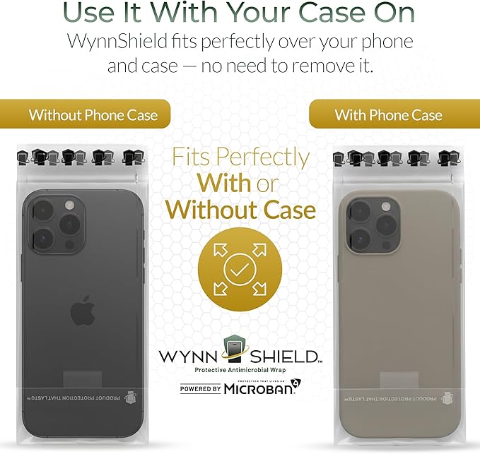 WynnShield™ Protective Phone Case Wrap Powered by Microban® -10 Packs - Ultra-Thin Easy Apply Contact Film for Phones Scratch-Resistant Easy Removal Enhanced Device Hygiene