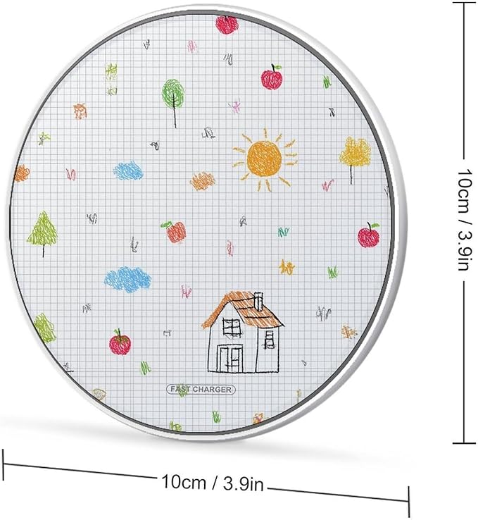 Cute Drawing Grid Paper Fast Portable Charger 10W Funny Graphic Phone Charging Pad with USB Cable