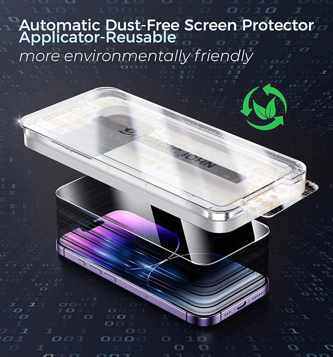 MAGIC JOHN 2 Pack for iPhone 14 Pro Max Screen Protector with Shatterproof Tempered Film Auto Dust-Elimination Bubble Free &amp HD Clear Easy Installation for iPhone 14 Pro Max/6.7 Inch