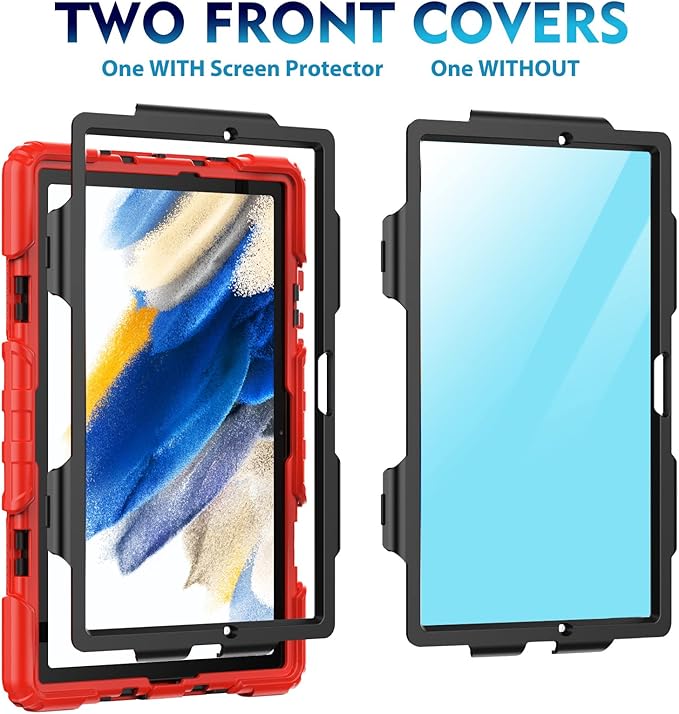 Timecity Case for Samsung Galaxy Tab A8 10.5 inch SM-X200/X205/X207 with 360 Degree Rotatable Kickstand Hand Strap Shoulder Strap for Samsung Galaxy Tab A8 Tablet 2022 Released Red