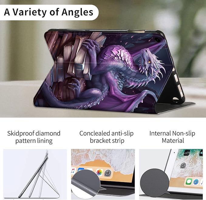 Case for Samsung Galaxy Tab A11+ / A9 Plus 11-Inch (2026/2024) Lightweight Adjustable Stand Folio Cover PU Leather Smart Protective Case with Auto Wake/Sleep Dragon Book Art