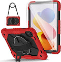 Case for Xiaomi Redmi Pad 2 Pro 12.1 inch (2025) TabletHeavy Duty Cover Rugged Shockproof Protective Case w/Kickstand Cover for Redmi Pad 2 Pro 12.1 inch (Black/Red+2 Glass)