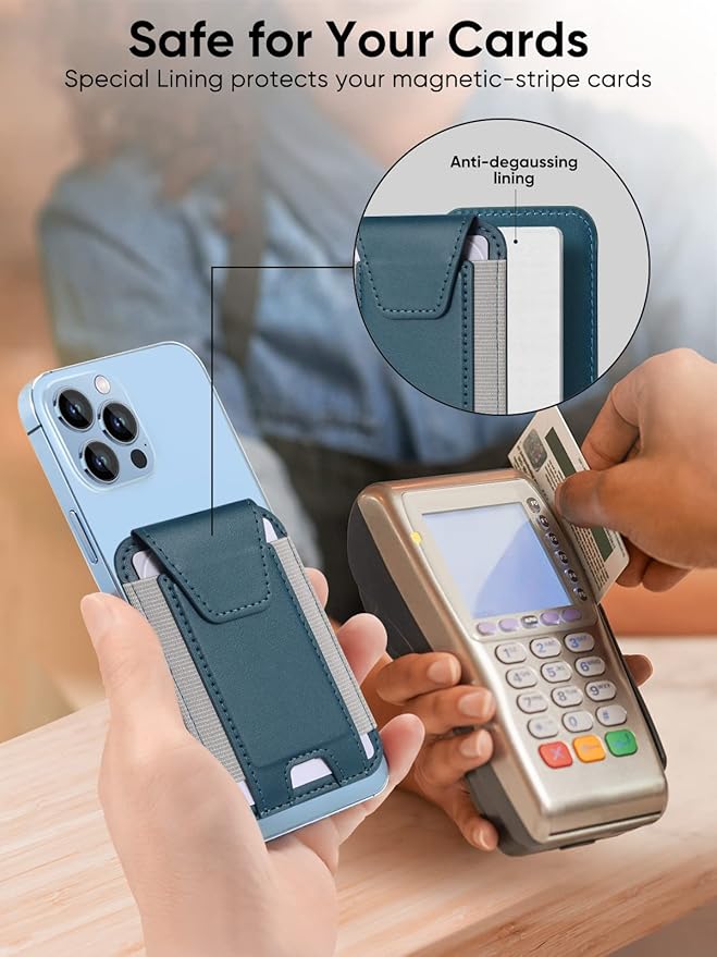 Miroddi for MagSafe Wallet with Privacy Flap Strongest Magnetic Card Holder for iPhone 17 iPhone 16/15/14/13/12 Series Detachable Leather Magnetic Phone Wallet RFID Blocking Fit 7 Cards Blue