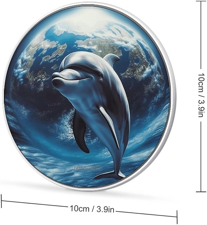 Dolphin Earth Wireless Charger Fast Wireless Charging Pad with USB Cable 10W Anti-Slip Magnetic Wireless Charger Portable Slim Charger Puck Travel Charging Station