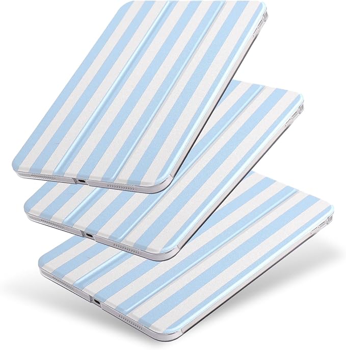 case for ipad 11th Generation11 Inch 2025 (A16 Chip) &amp 10th Gen 10.9 Inch 2022 - Heavy Duty Scratch-Resistant Hard PC Translucent Back Shell SmartCover Wake/Sleep FunctionBlue Stripes