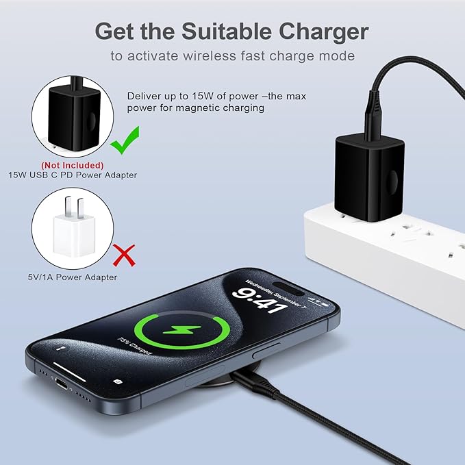 S24 Ultra Wireless Charger Fast Charging Pad for Galaxy S24+/S24/S23+/S22/S21/S20/Z Flip 5Google Pixel 8Pro/8a/7/62Pack 15W Magnetic Wireless Charger Mat Charger Dock for iPhone 15