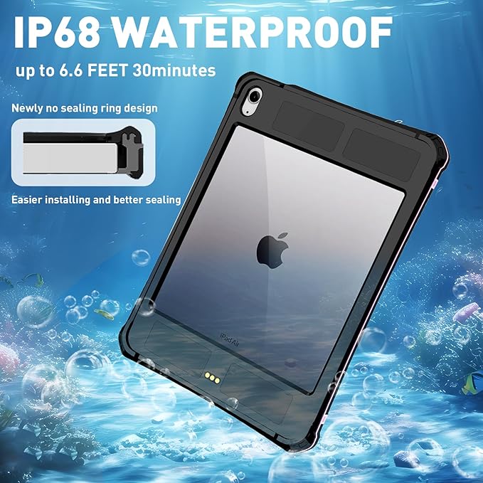 for iPad Air 11 Inch Case Waterproof M2 (2024) M3 (2025)Case for iPad Air 6th/5th/4th Gen (2024/2022/2020) Built-in Screen Protector 6.6FT Waterproof &amp 2.6FTDrop Protection (Purple)