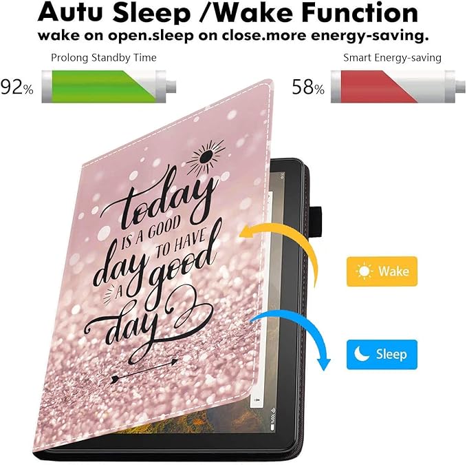 Case for Amazon Fire HD 10 &amp 10 Plus Tablet 10.1 (13th/11th Gen 2023/2021 Release) - PU Leather Folio Case with Smart Auto Wake/Sleep Today is a Good Day to Have a Good Day Inspirational Quote
